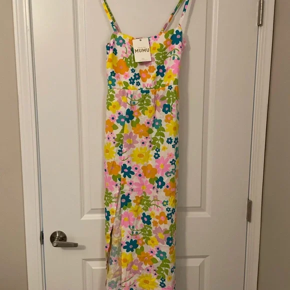 NWT SMYMM Show Me Your Mumu Amalfi Coast Floral Multicolor Linen Blend Dress - Picture 4 of 10